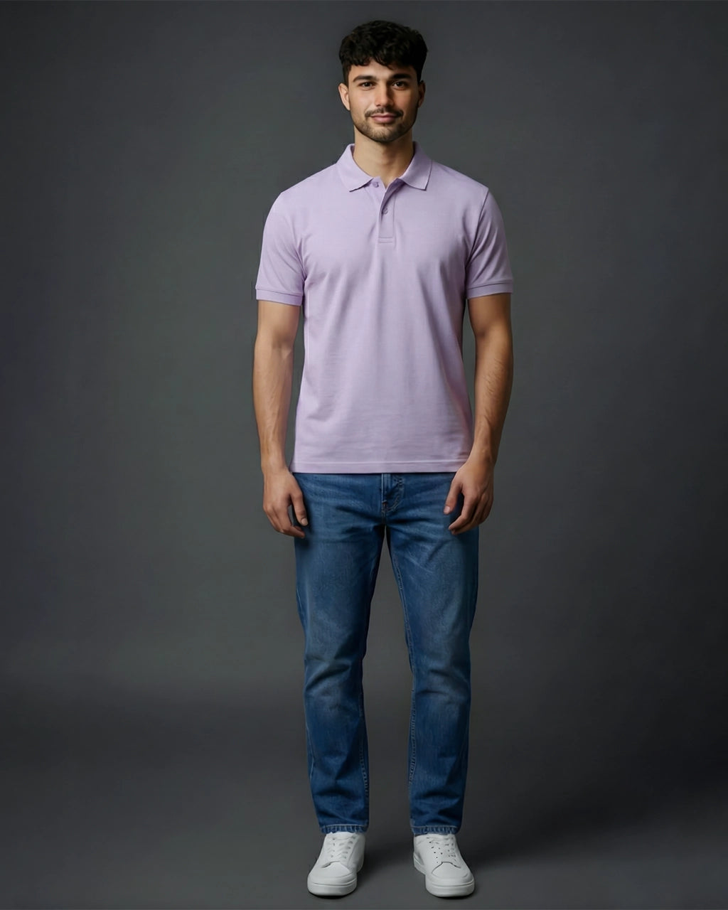 Polo neck lavender tees front view