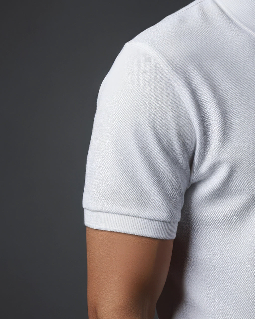 White polo t shirt Half sleeve close-up
