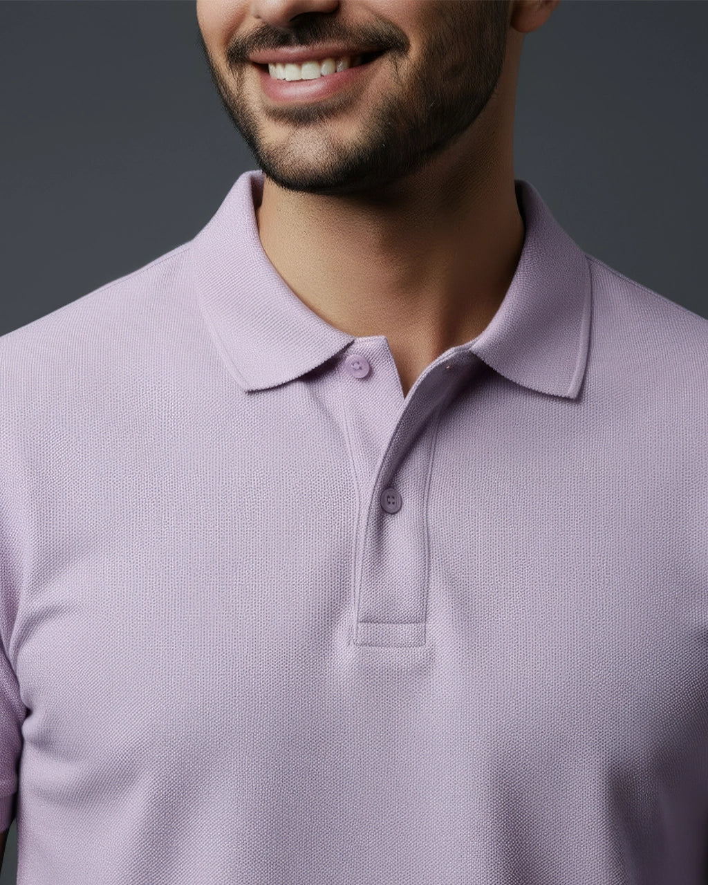 Polo neck lavender tees close up
