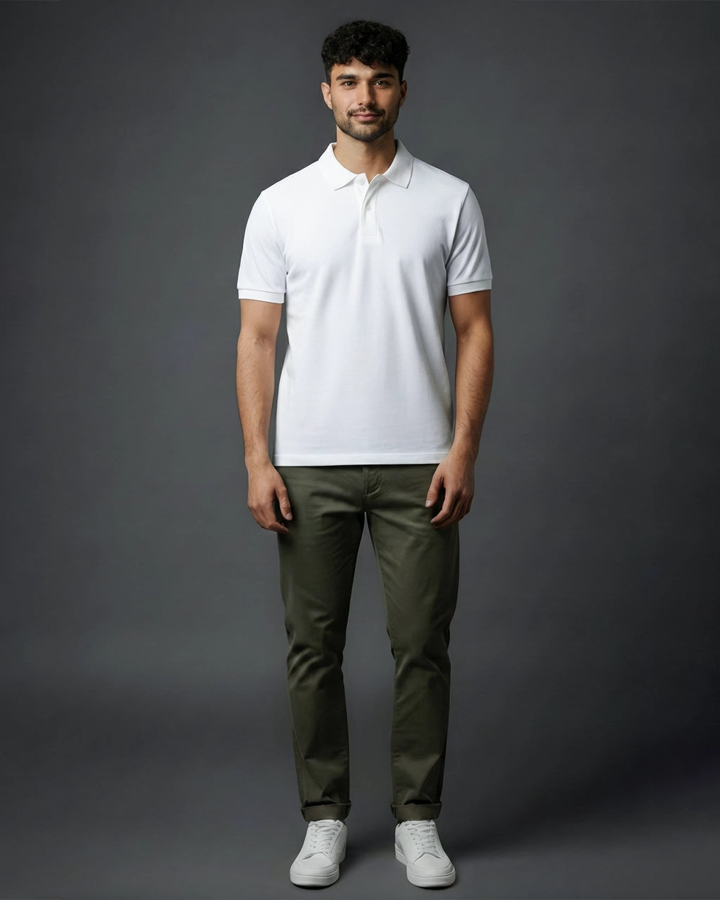 White polo t shirt front view