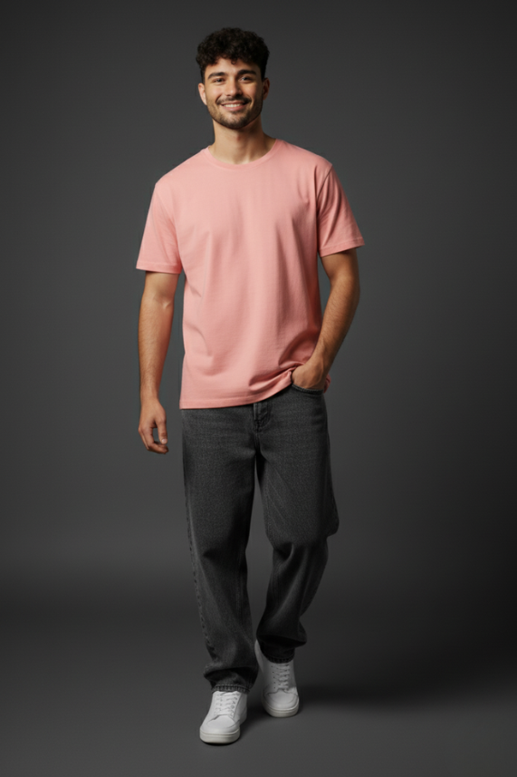 Pink round neck T shirt