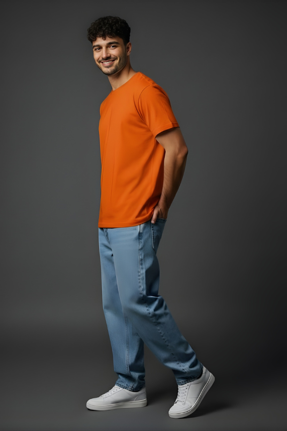 Orange crew neck t shirt