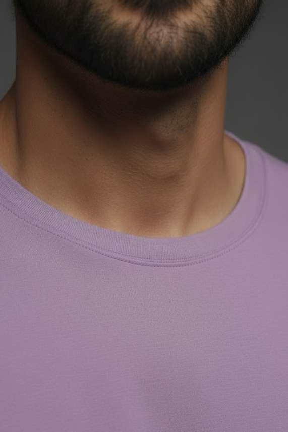 Round neck tees close up neckline
