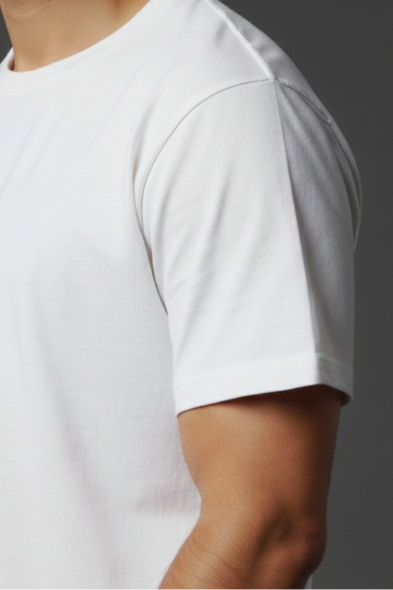 White t shirt sleeve close up