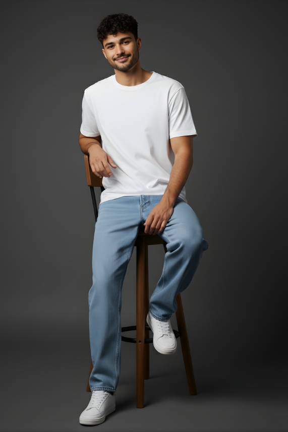 Round Neck White Tees for men