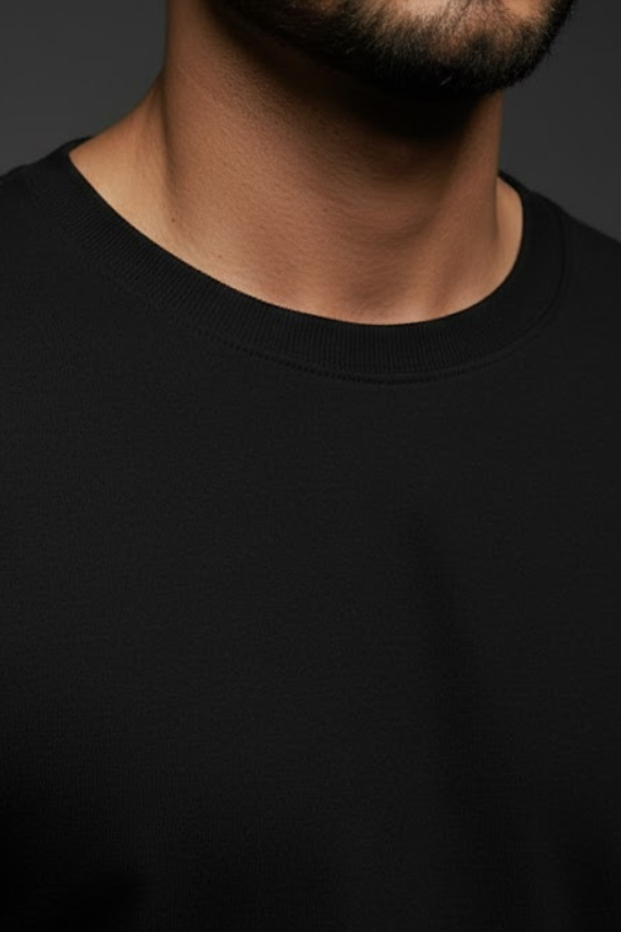 Black round neck t shirts