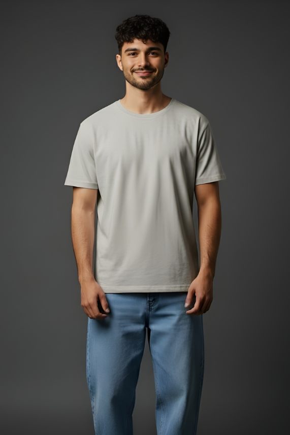 Plain light grey crew neck t shirt
