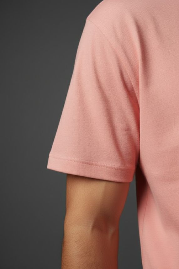 Pink round neck cotton T shirt
