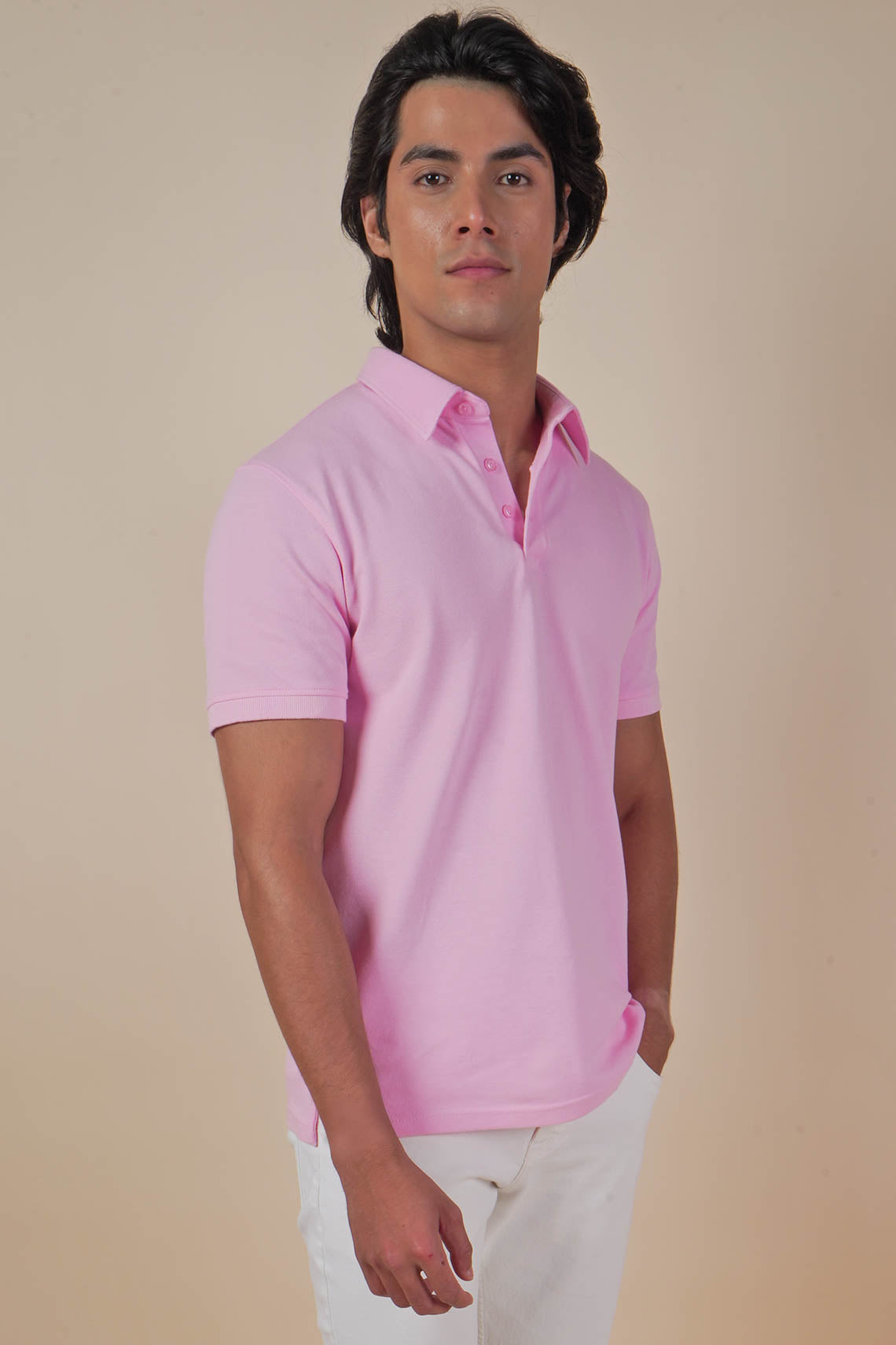 Unisex Pink Polo Neck T Shirt