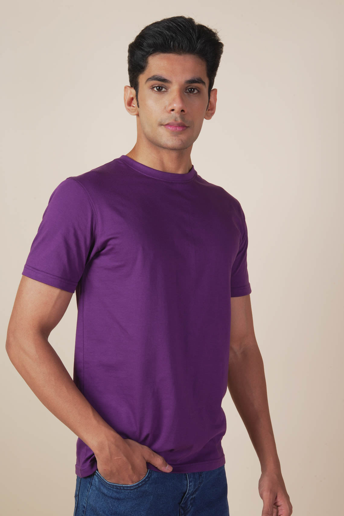 Plain Purple Round Neck T Shirt