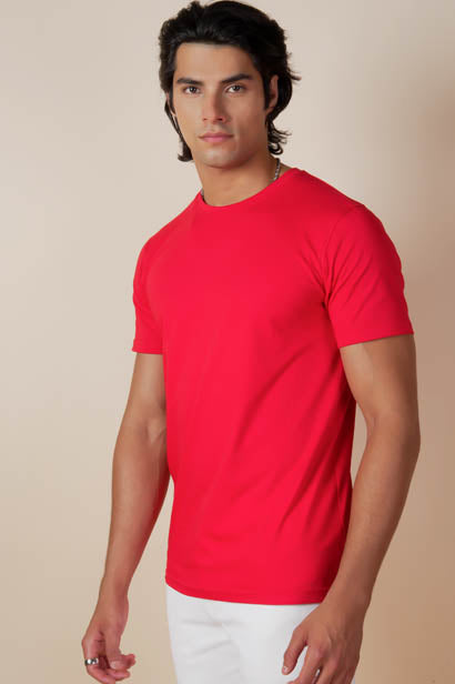 Red Round Neck T Shirt