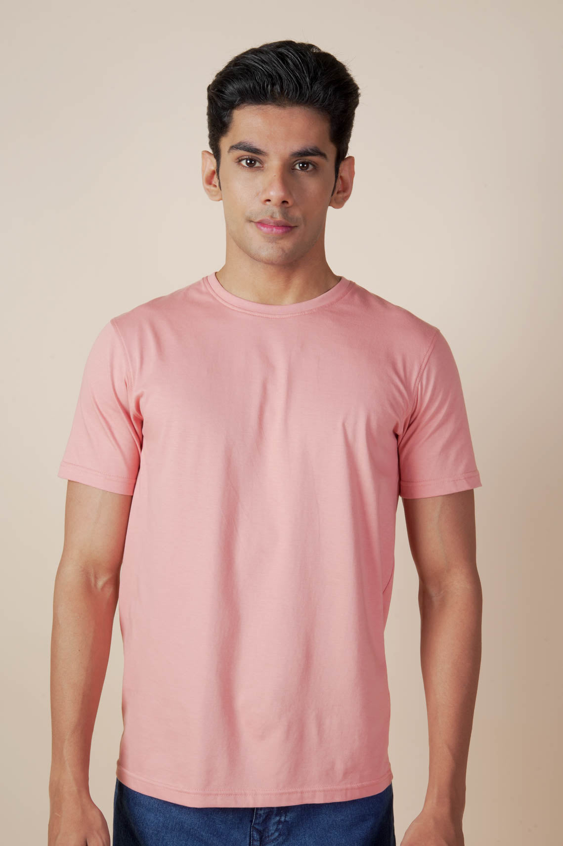 Round Neck Salmon Pink Tees