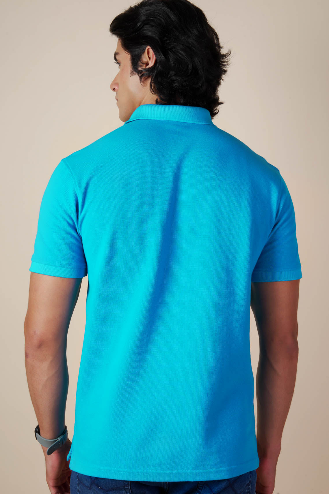Plain Blue Polo Neck T Shirt For Men And Women