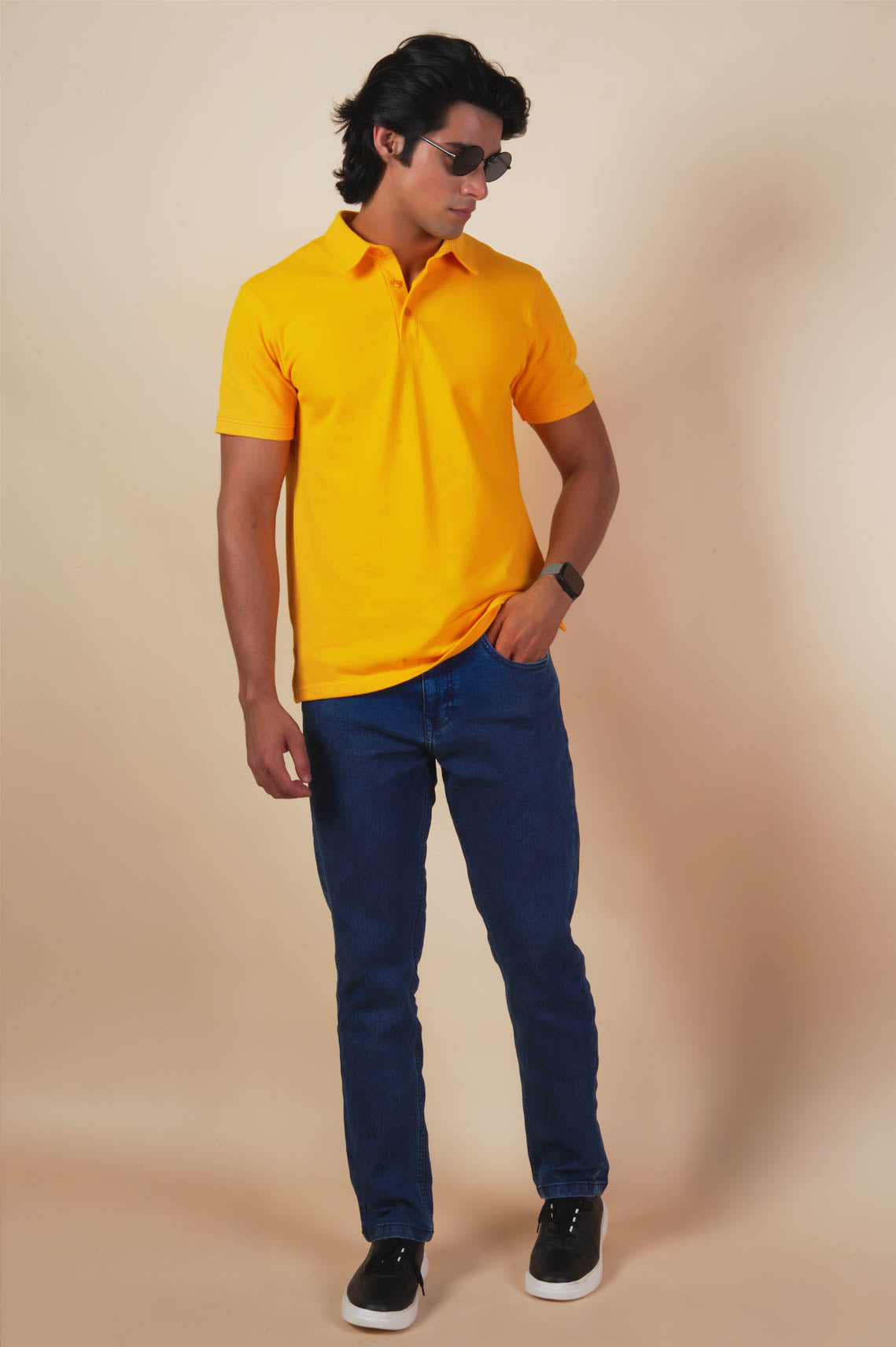 Yellow Polo Neck T-Shirt For Men