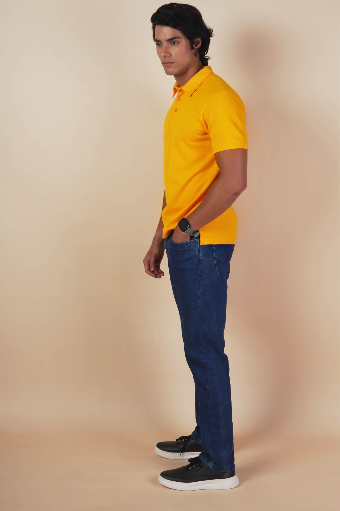 Men’S Cotton Polo Shirt In Yellow