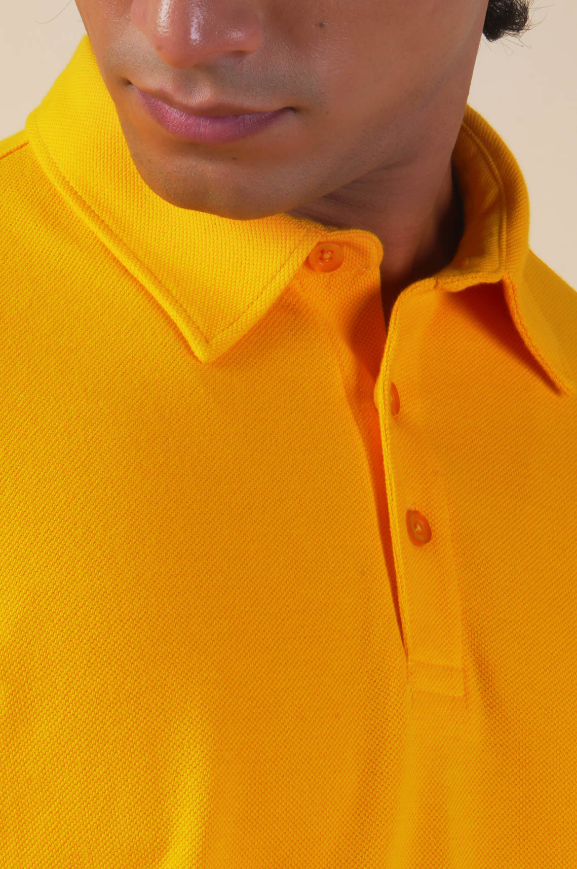 Breathable Yellow Polo Neck T Shirt