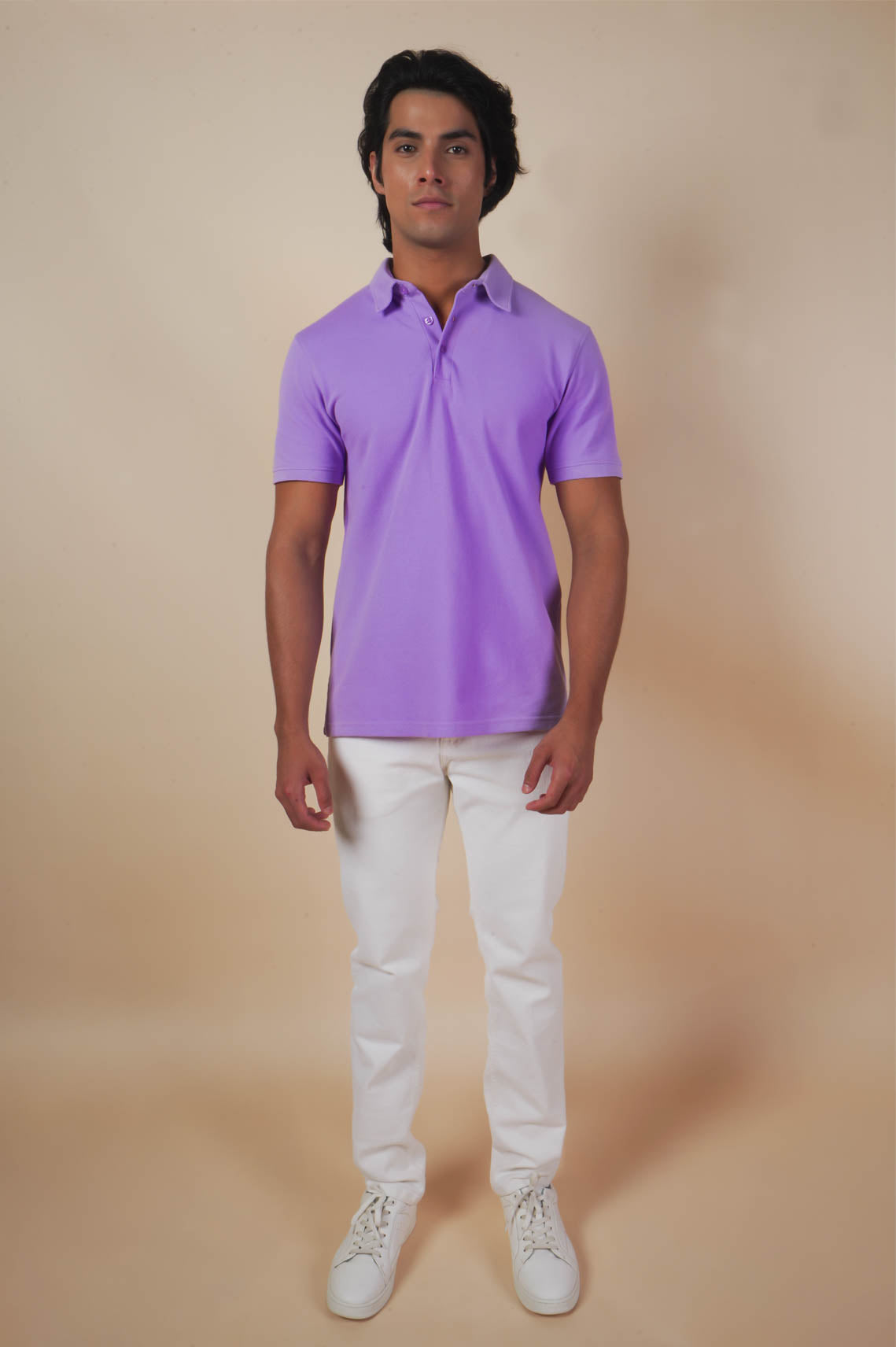Light Purple Polo Neck T-Shirt For Men