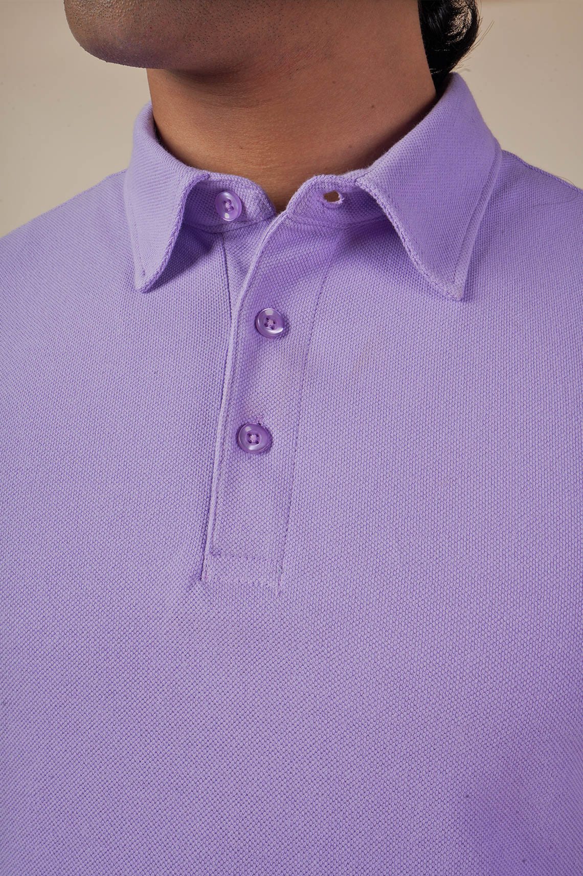 Breathable Light Purple Polo Neck T Shirt