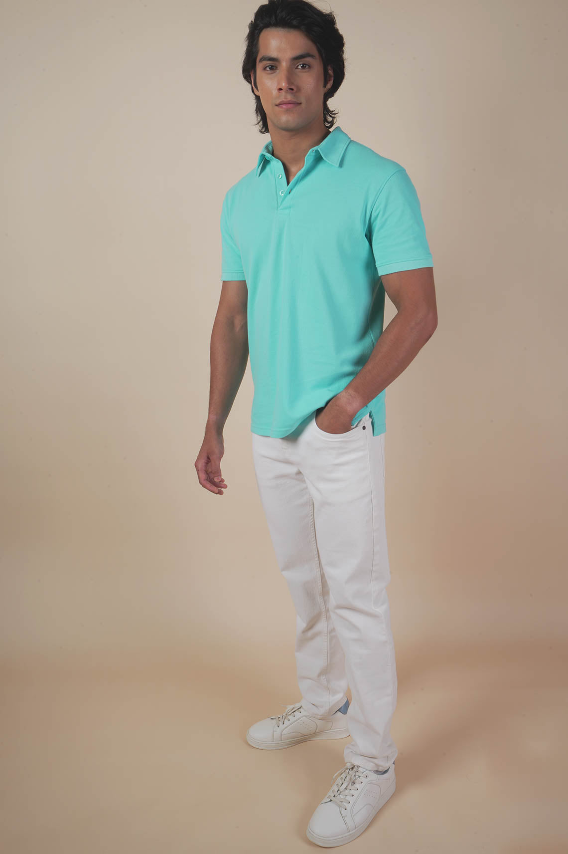 Unisex Blue Polo Neck Tee