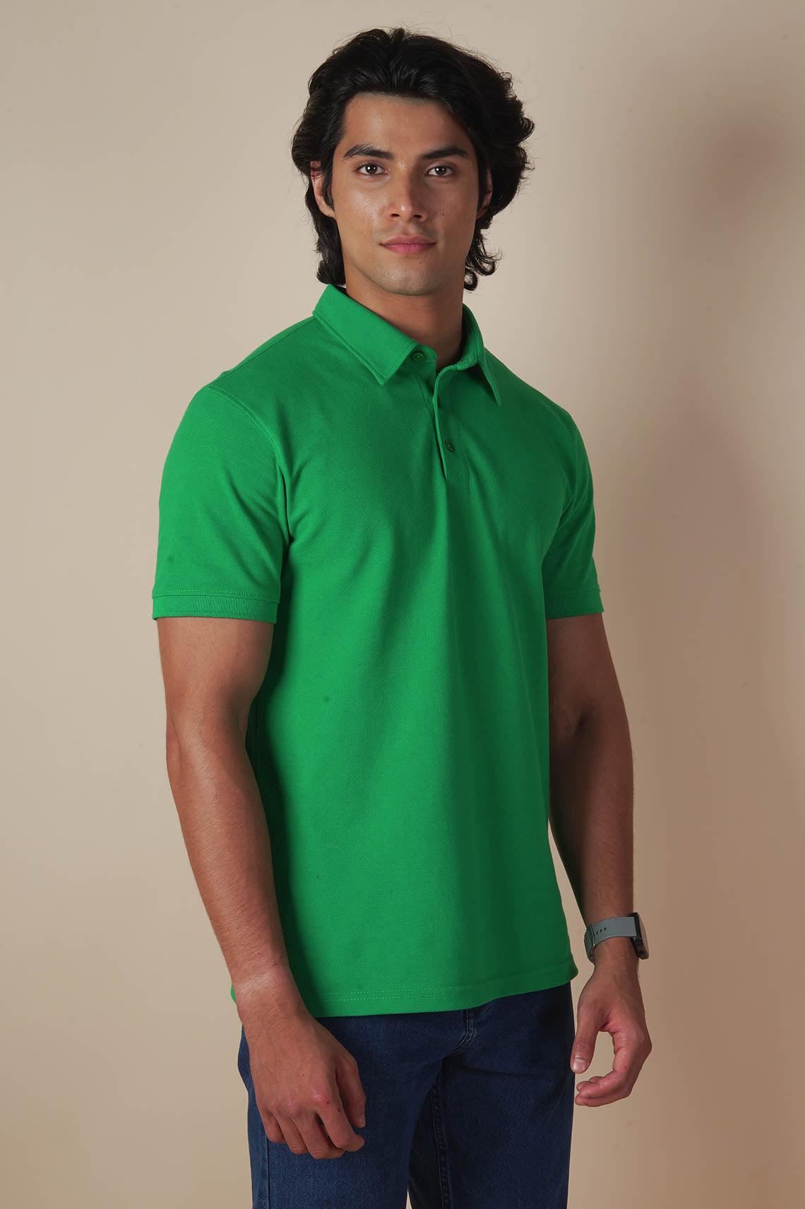 Plain Green Polo Neck T-Shirt