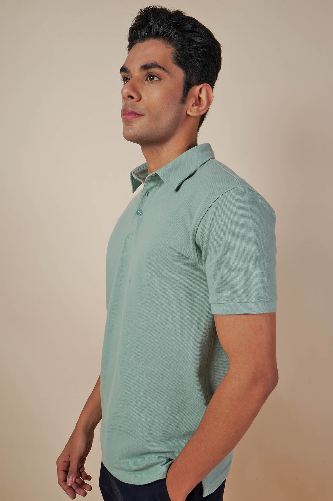 Plain Green Polo Neck T Shirt