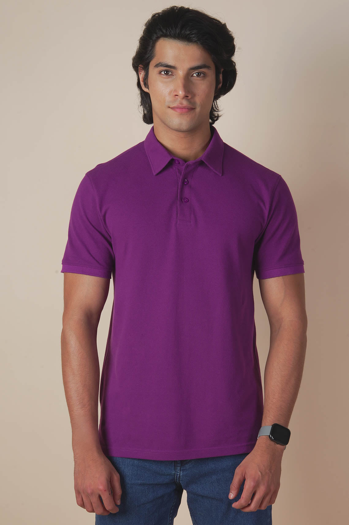 Unisex Purple Polo Neck Tee