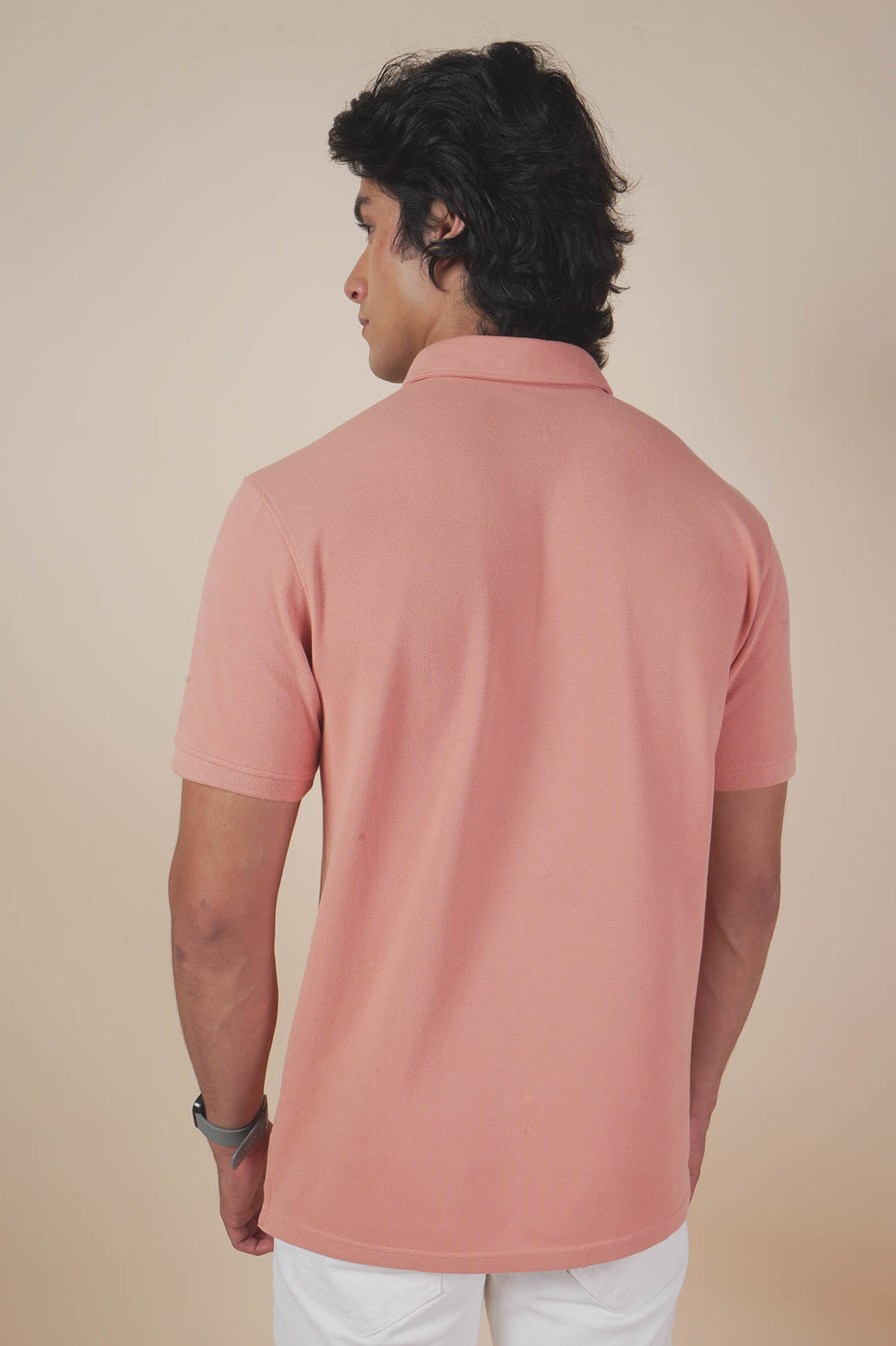 Plain Pink Polo Neck T Shirt