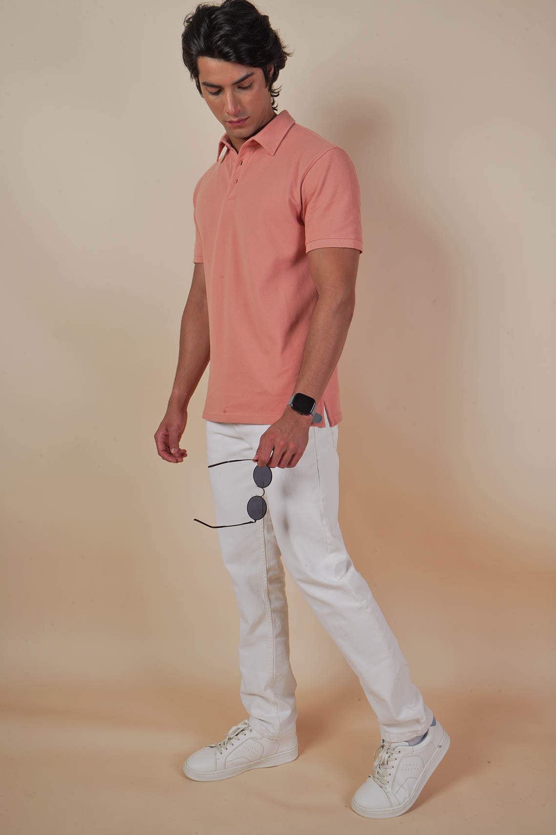 Breathable Pink T-Shirt With Collar