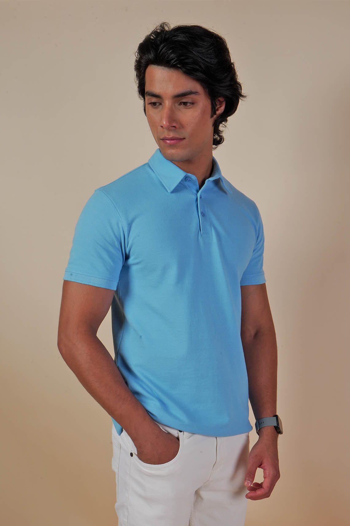 Unisex Sky Blue Cotton Polo Tee