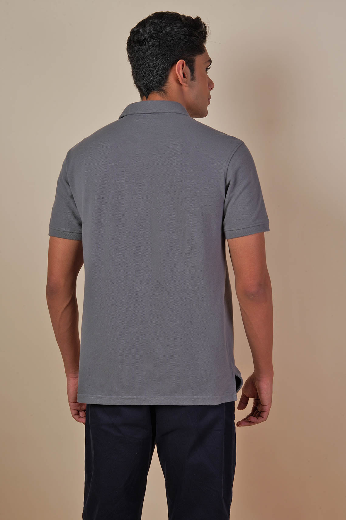 Steel Grey Polo Neck T Shirt
