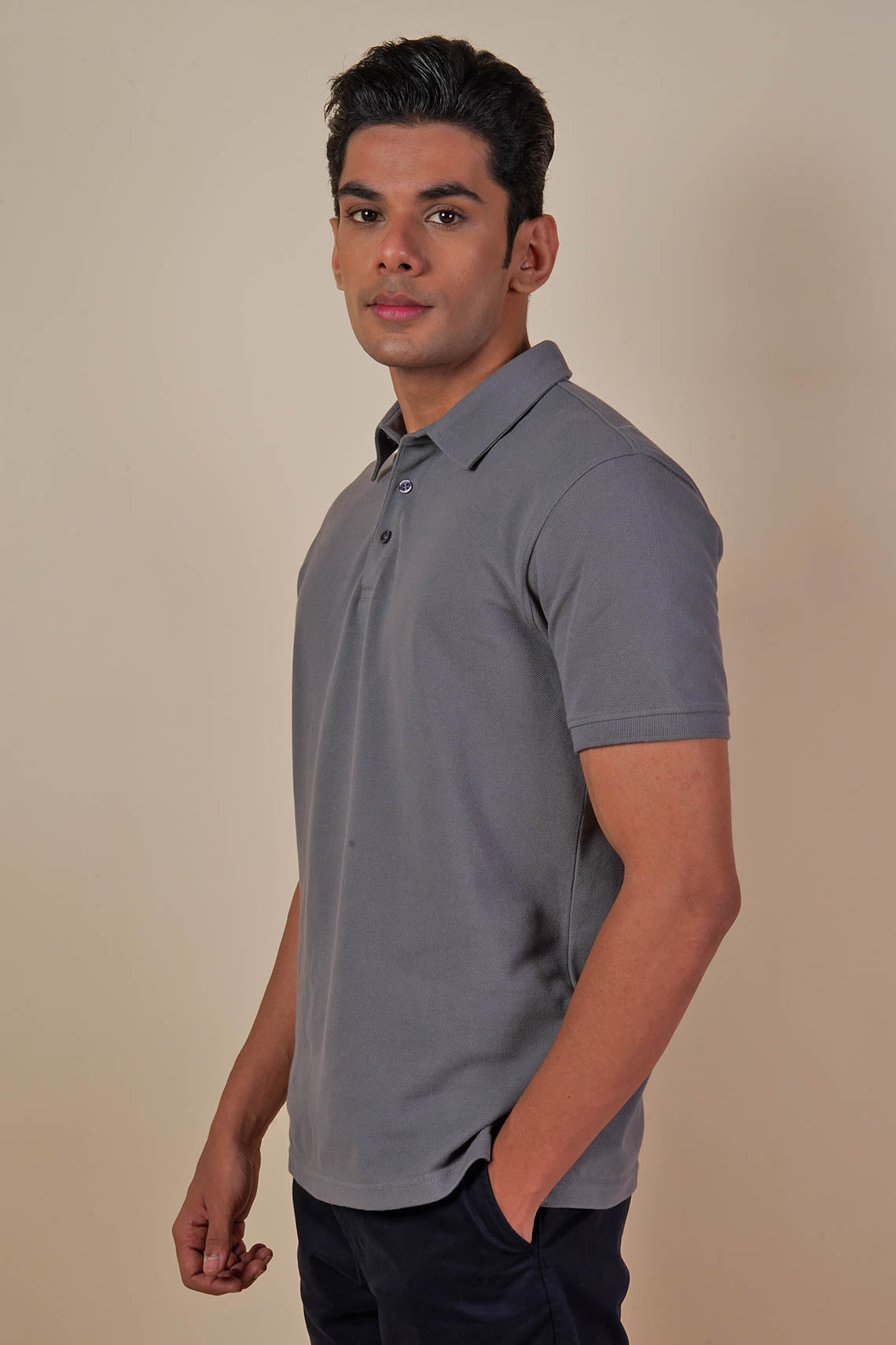 Unisex Plain Grey Polo T-Shirt