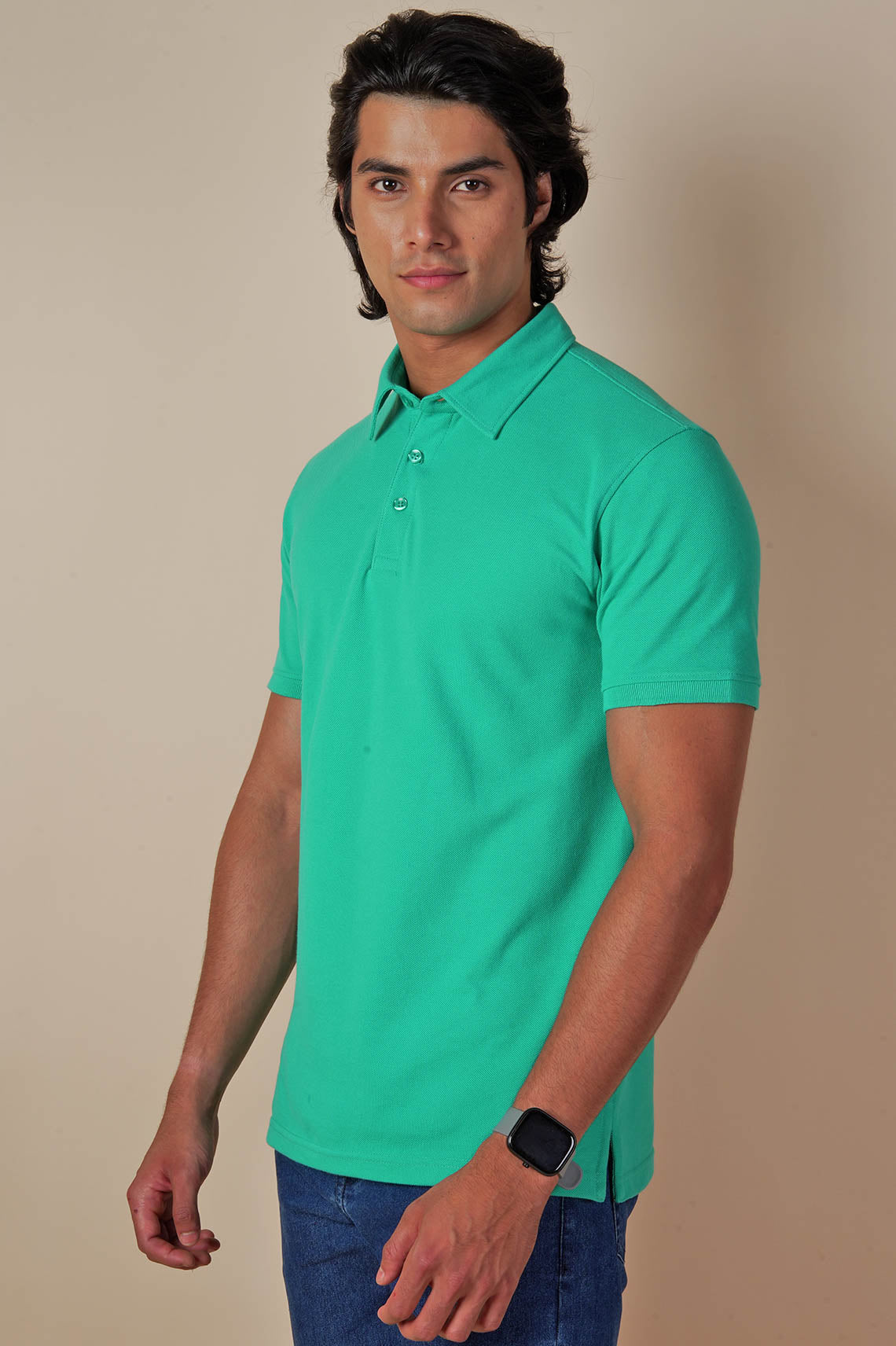 Cotton Polo Neck Teal Green Tees