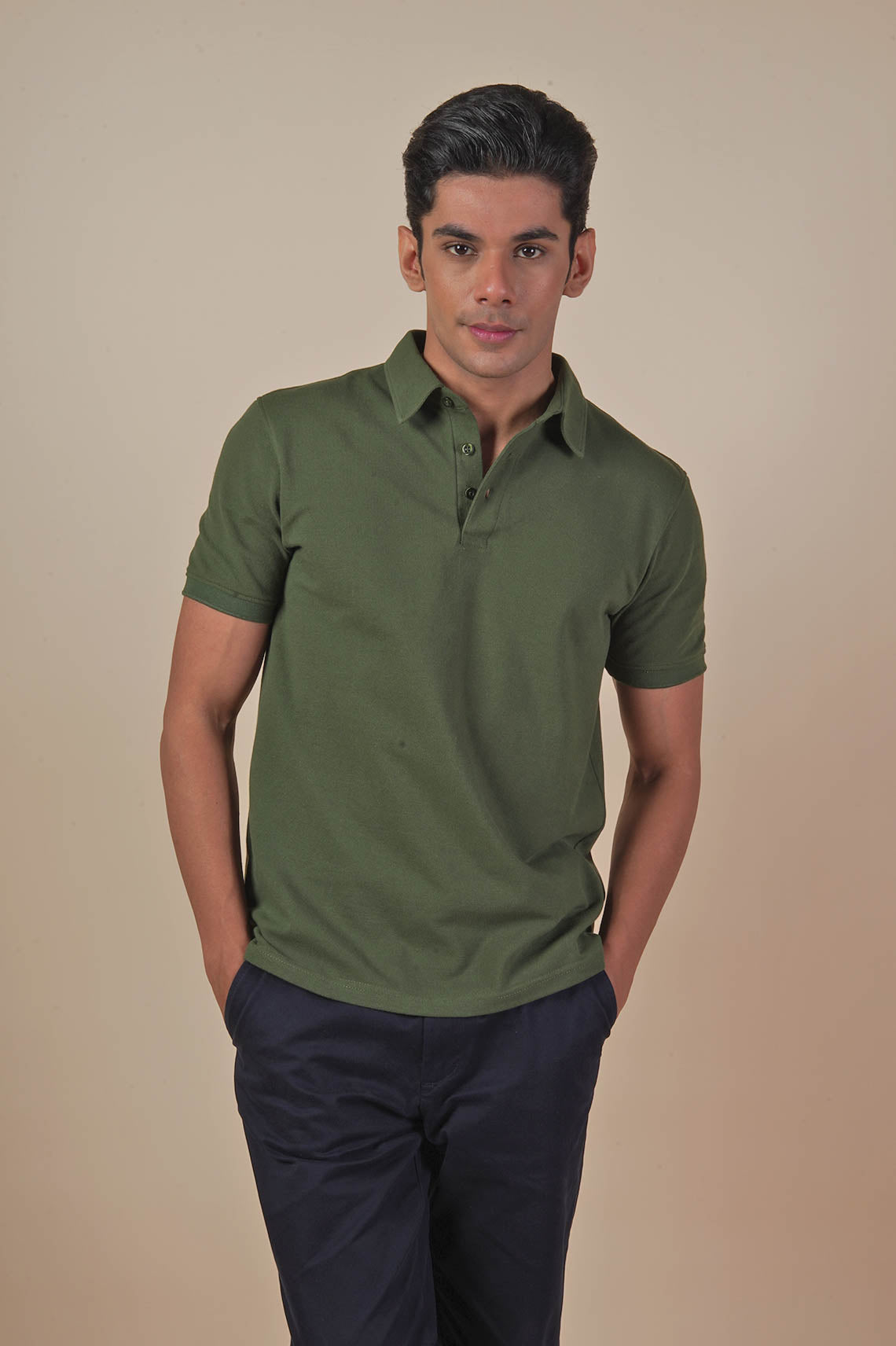 Olive Green Polo Neck T-Shirt For Men And Women