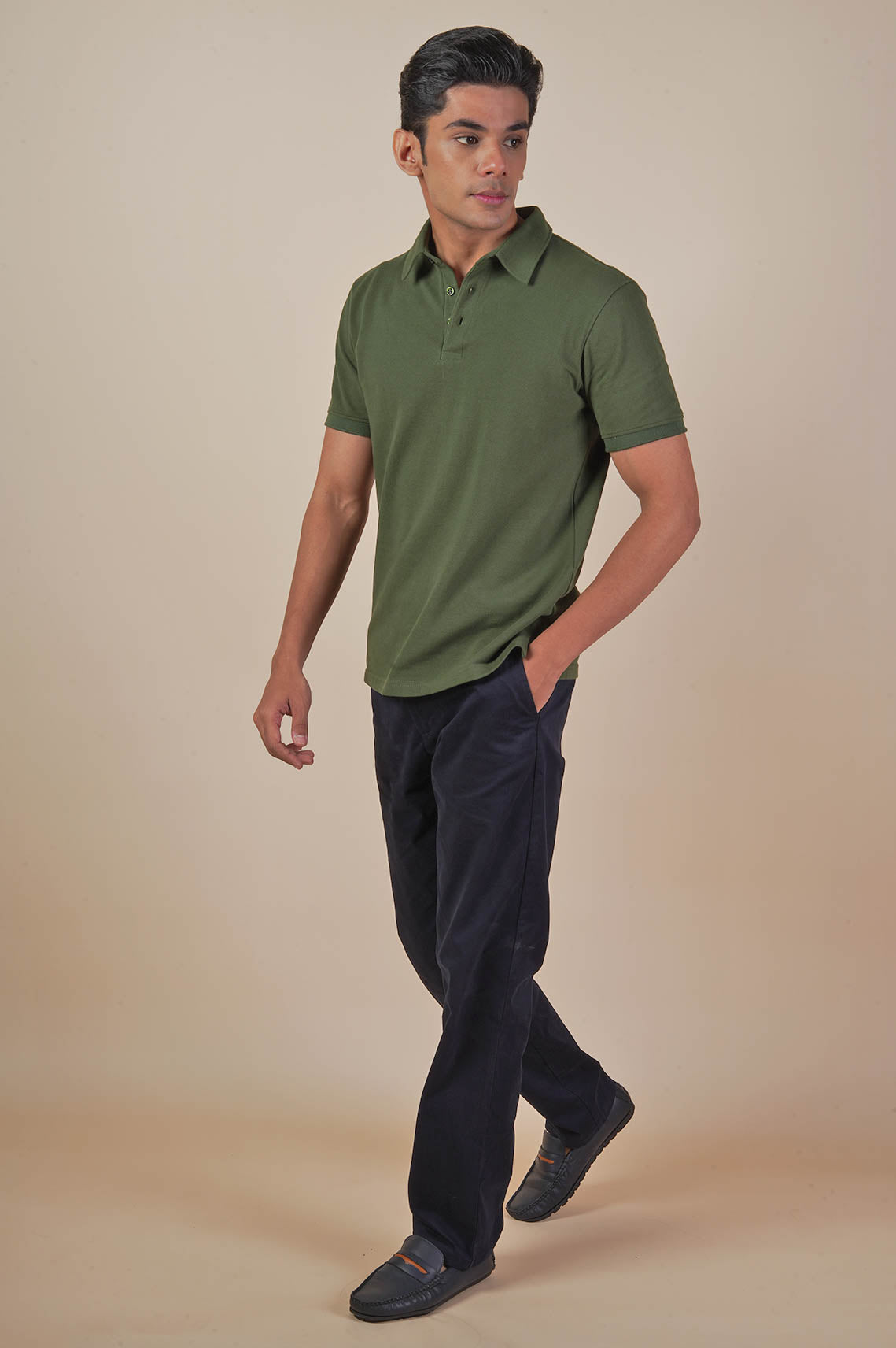 Short Sleeve Olive Green Polo T Shirt