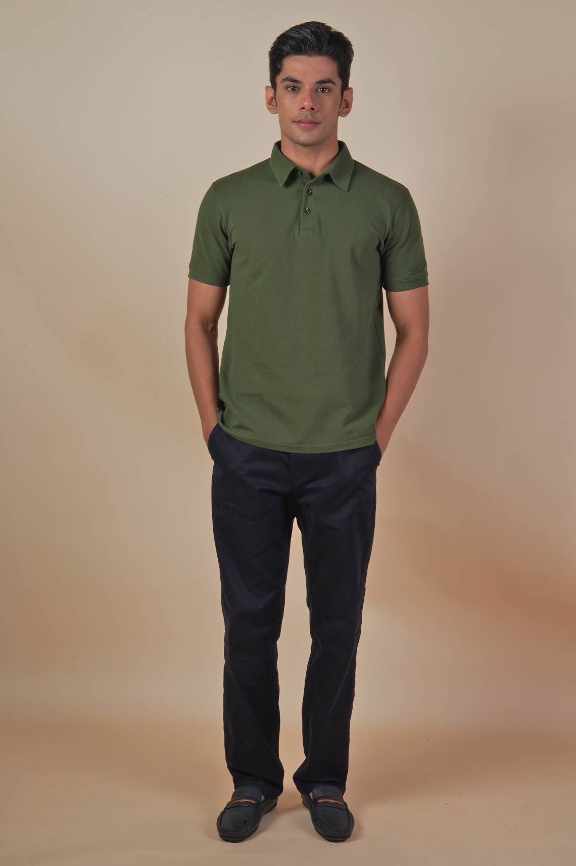 Basic Green Polo Neck T Shirt