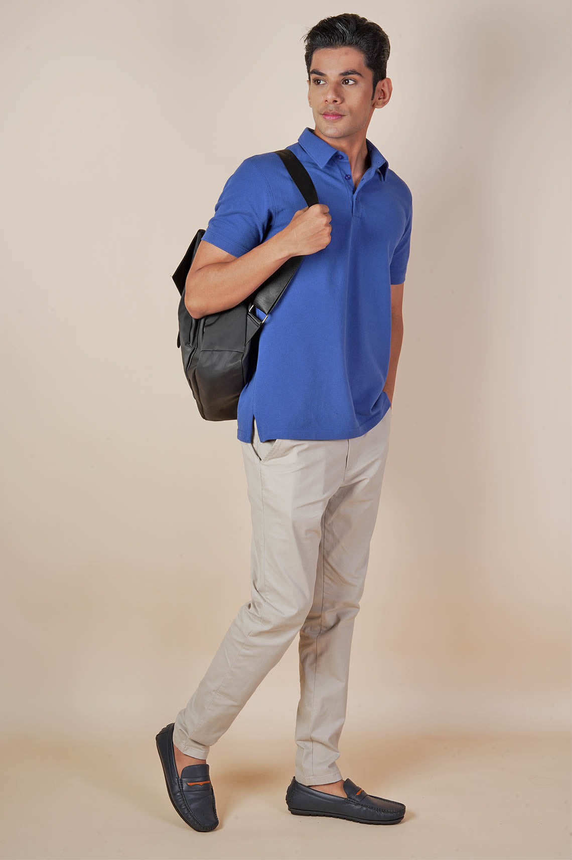 Plain Blue Polo Neck T Shirt For Men And Women