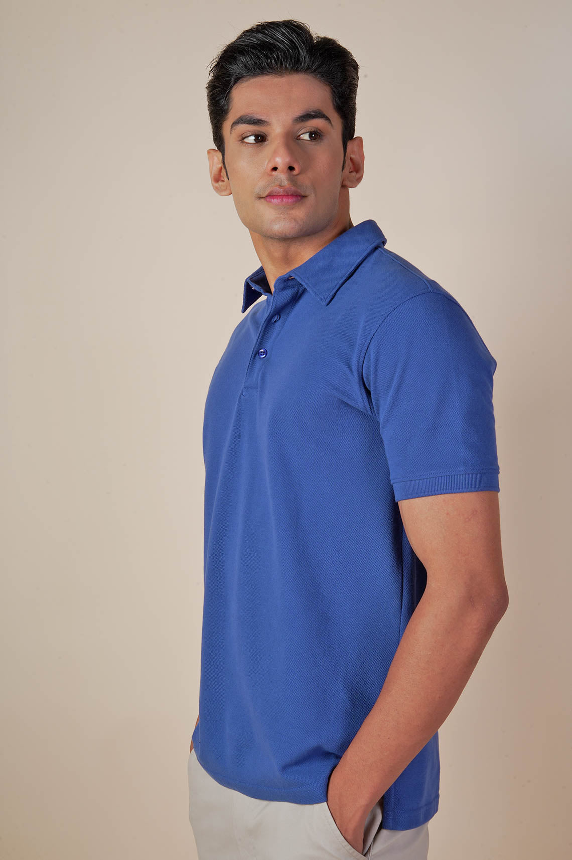 Slim Fit Cobalt Blue Polo T Shirt For Men