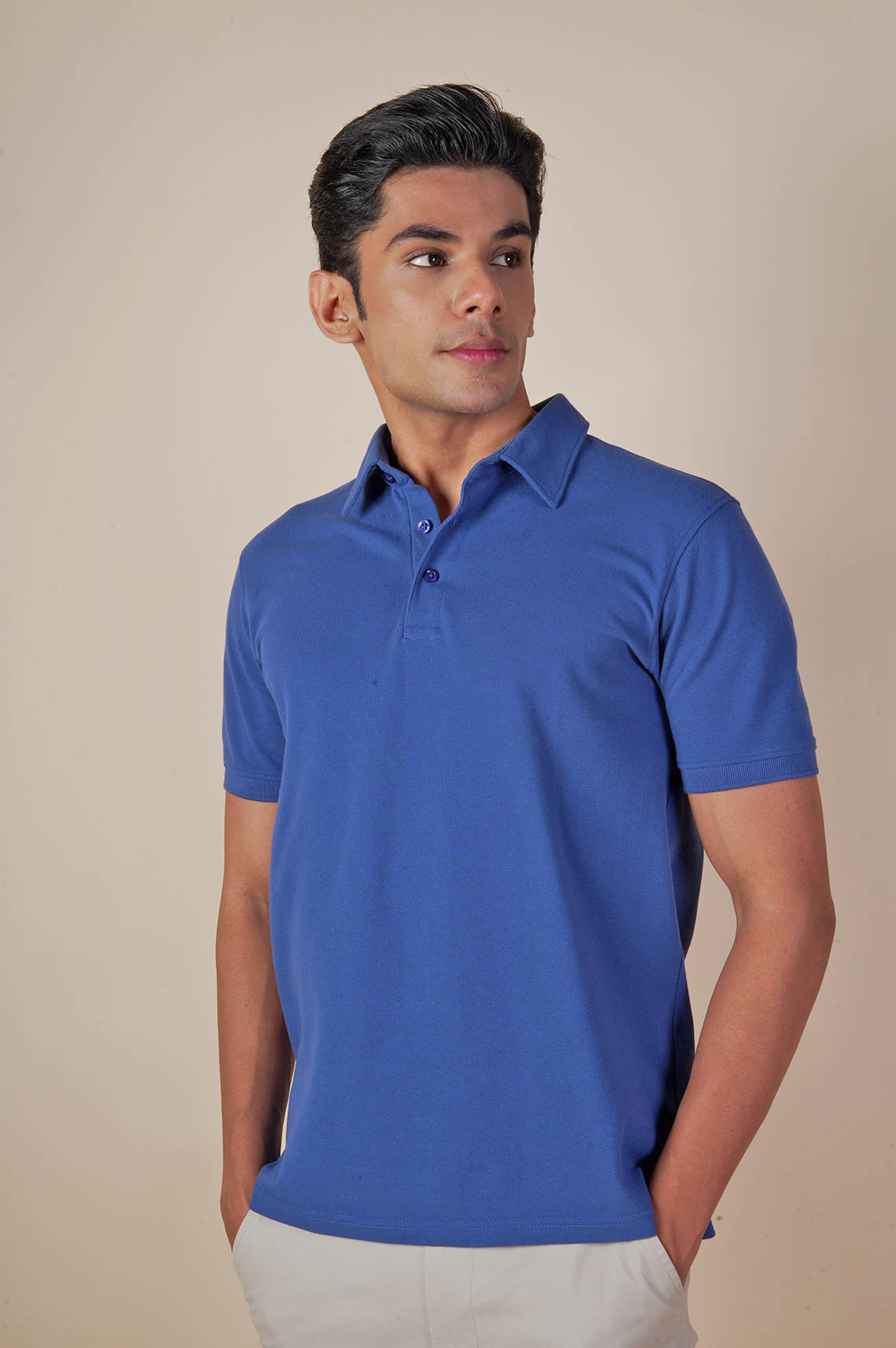 Unisex Cobalt Blue Polo Neck Tees