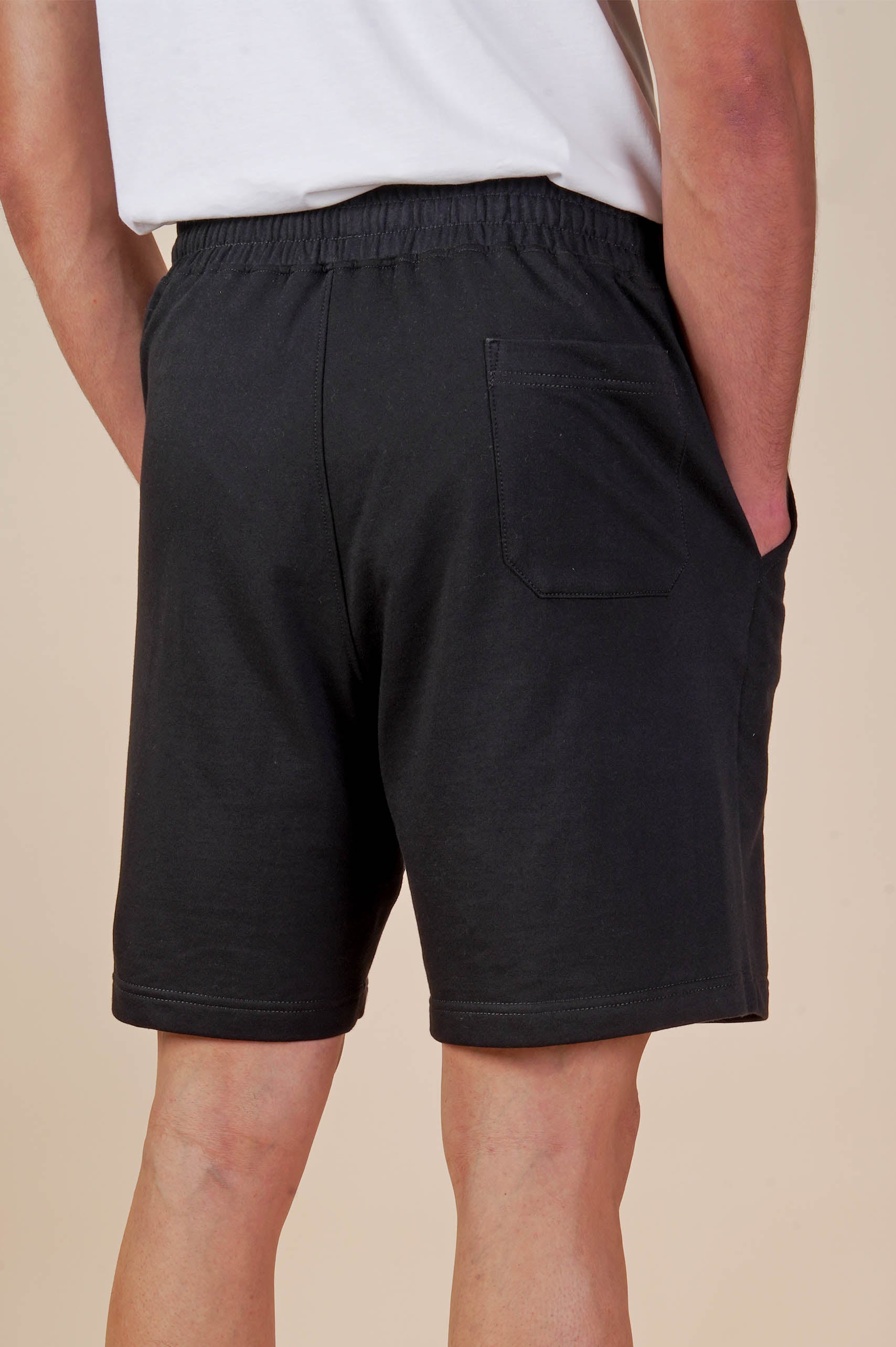 Unisex Plain Black Cotton Shorts