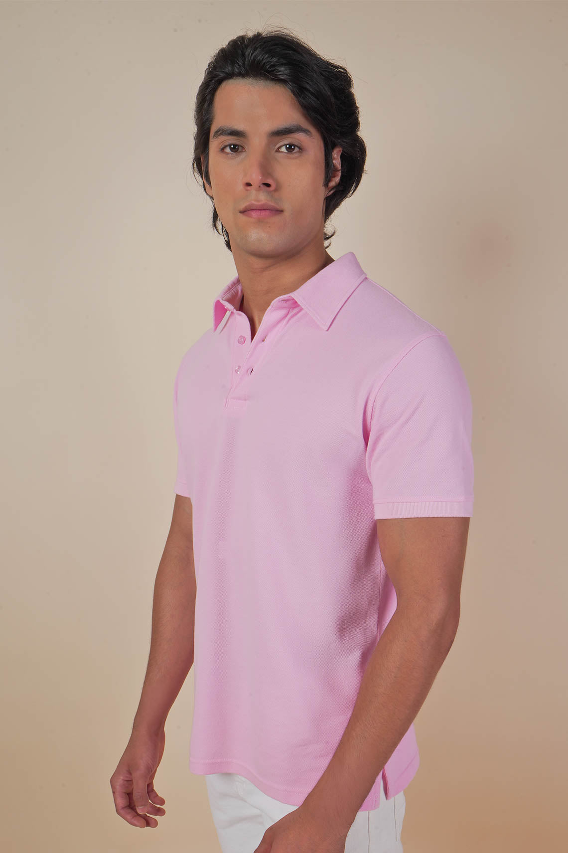 Unisex Pink Polo Neck Tee