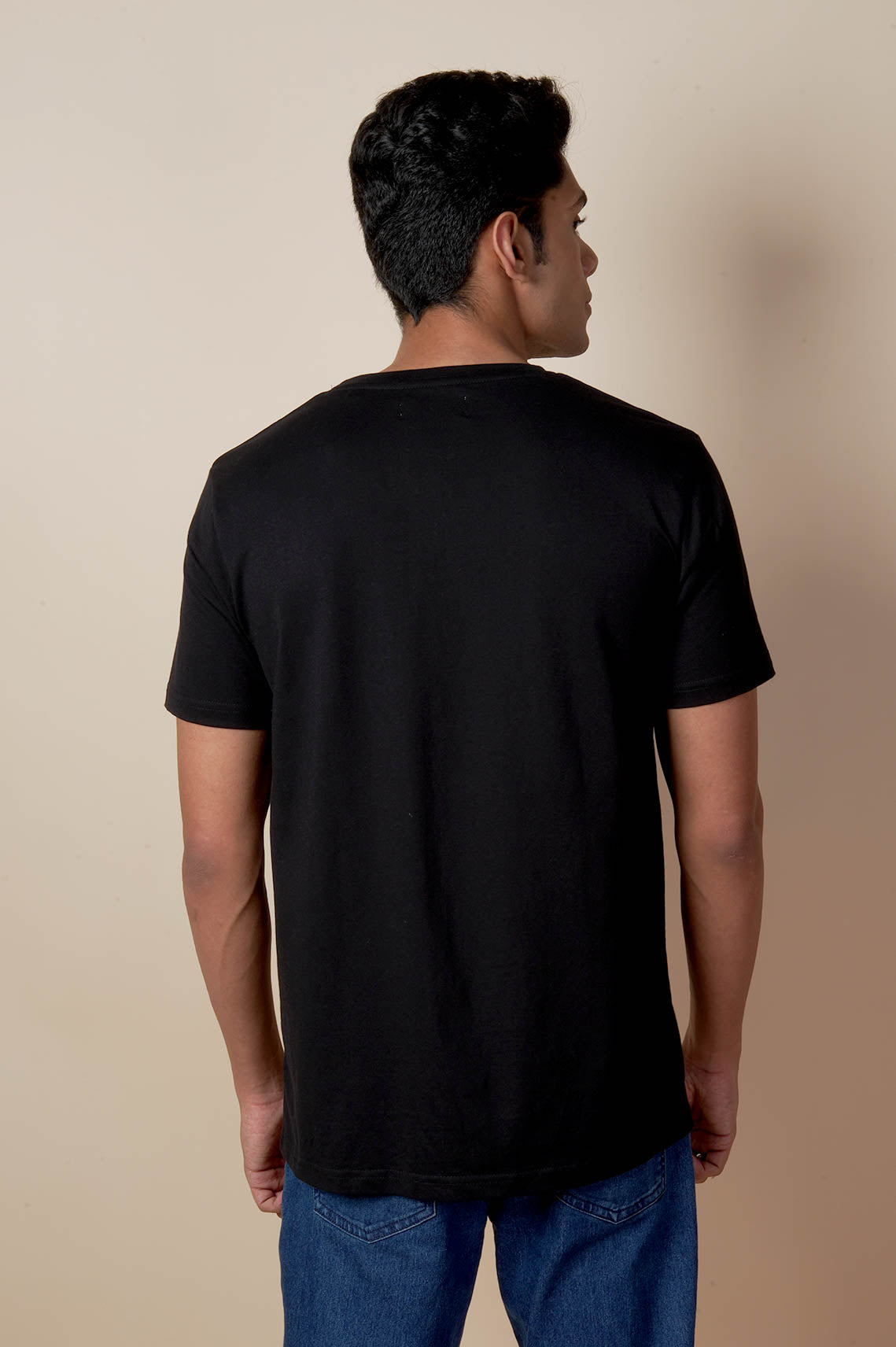 Black Round Neck Cotton T Shirt For Men And Women