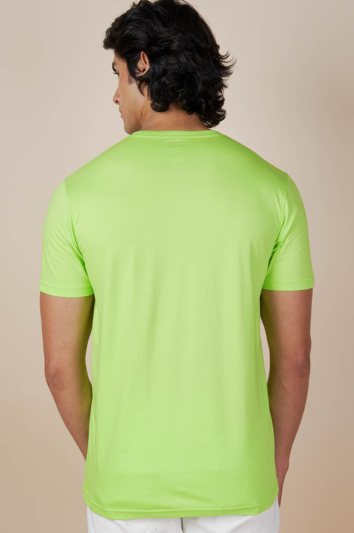 Round Neck Plain Blue Cotton T Shirt