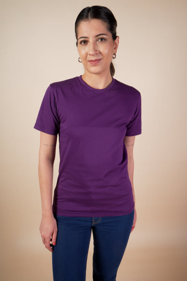 Round Neck Purple T Shirt For Women