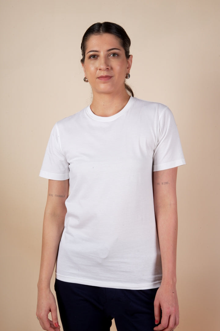 Round Neck White T Shirt For Women