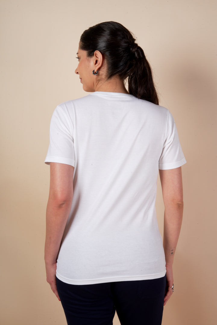 White Round Neck Tee