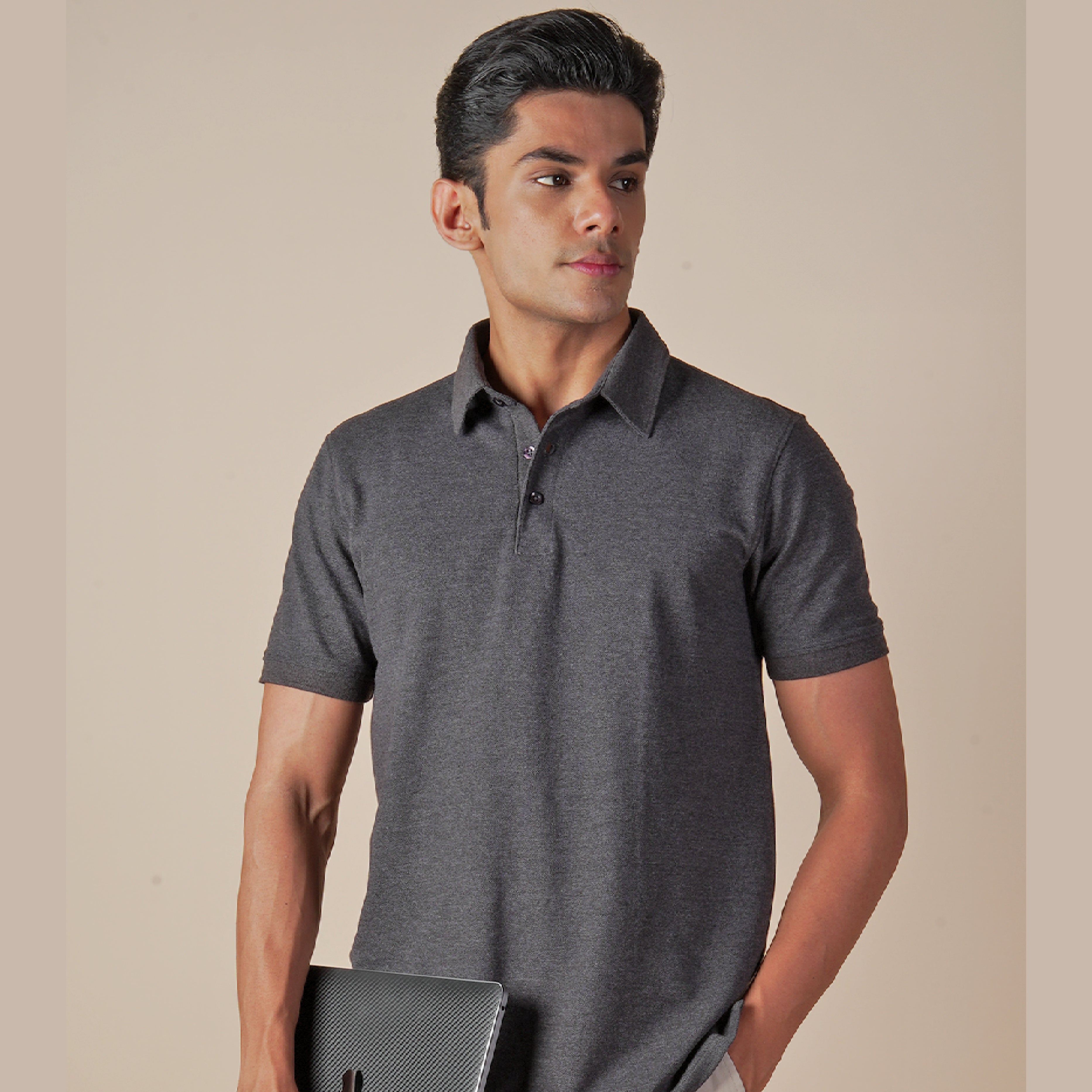 Grey Polo Neck T Shirt For Men And Women