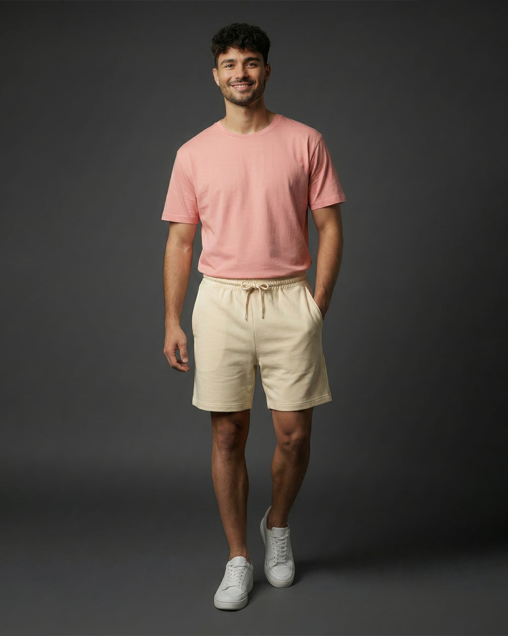 Breathable off white color shorts