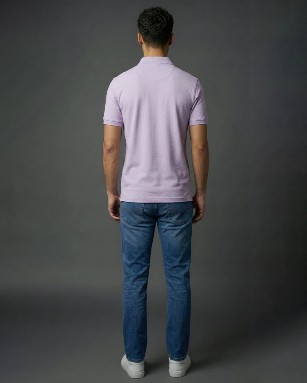 Polo neck lavender tees back view