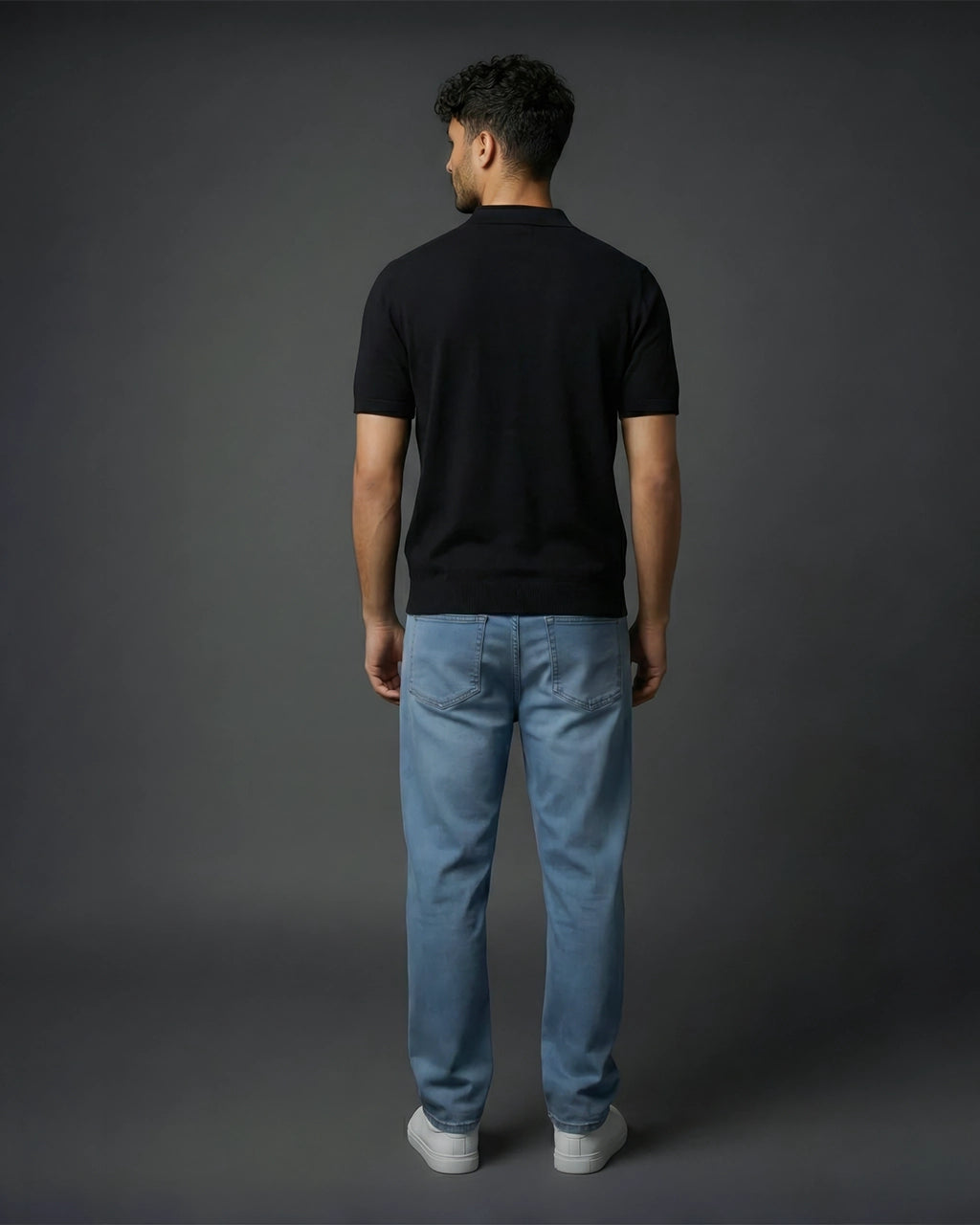 Black polo t shirt back view