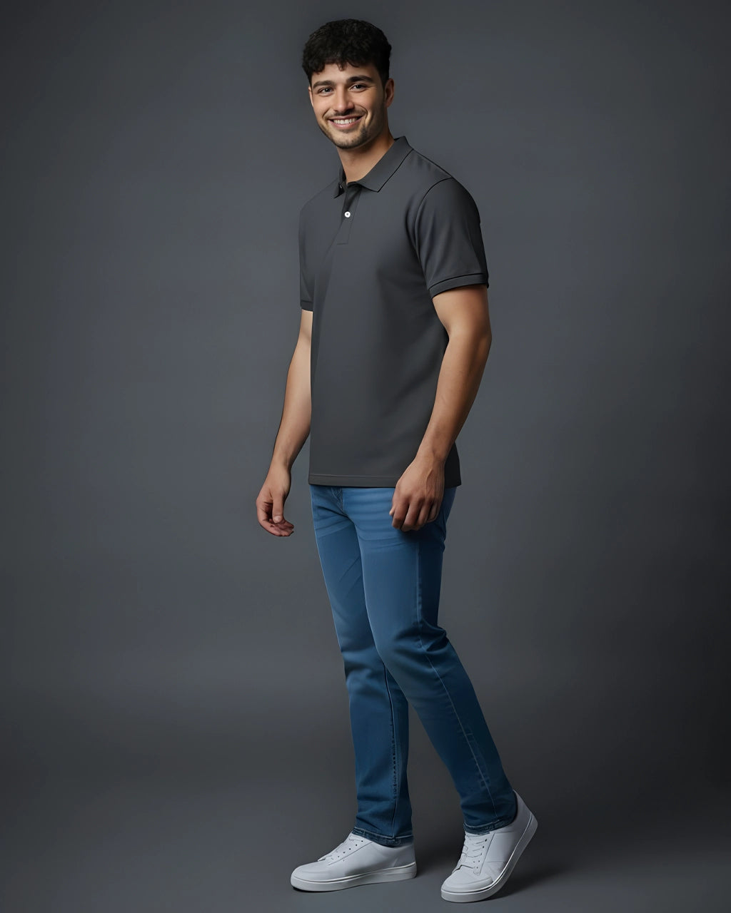 Polo neck grey t shirts